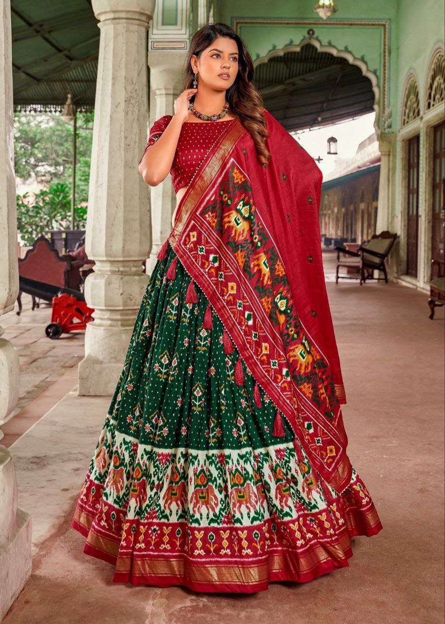 Women's Traditional Patola Print Tussar Silk Lehenga Choli with Festive Dupatta - Image 5